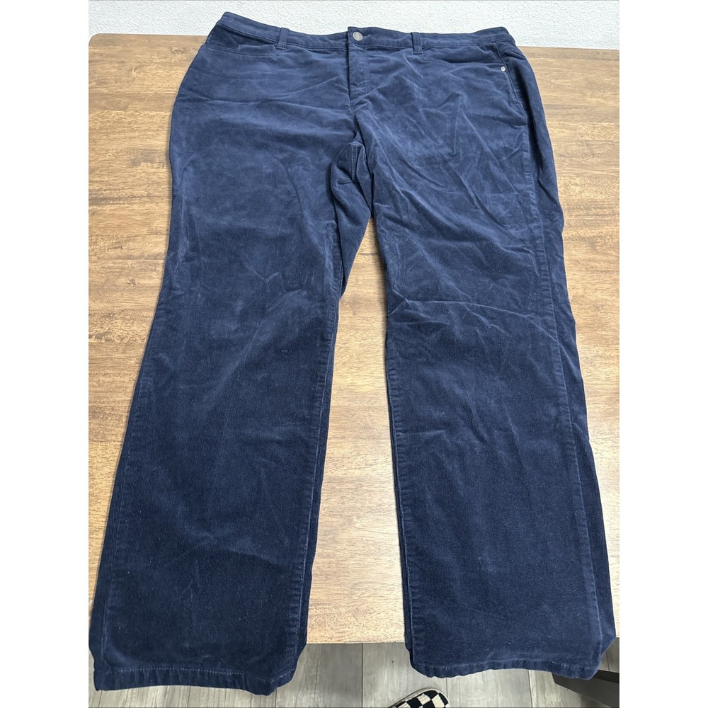 Talbots Womens Size 22W Corduroy High Waist Pants Navy Straight Leg Jeans‎